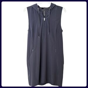 Calvin Klein Performance Sleeveless Hoodie Dress Sz M Gray Athleisure Zip Pocket